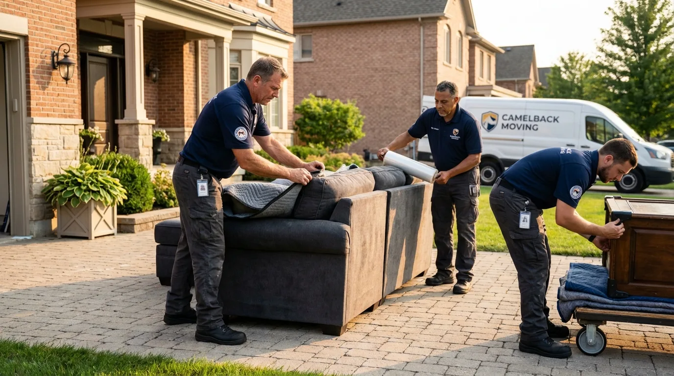 Large estate moving crew wrapping furniture in Franklin Park, NJ