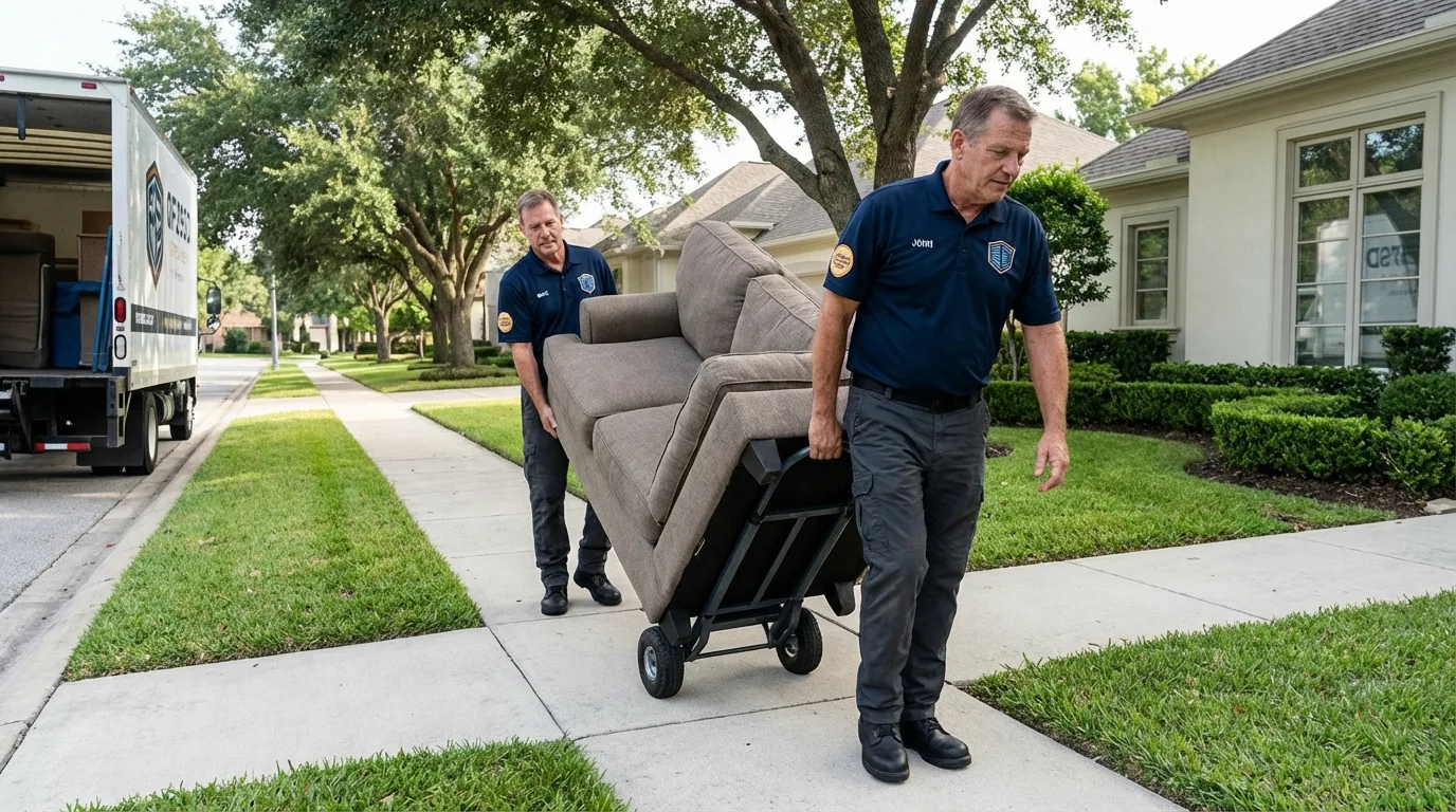 Local residential moving crew loading furniture in Franklin Park, NJ