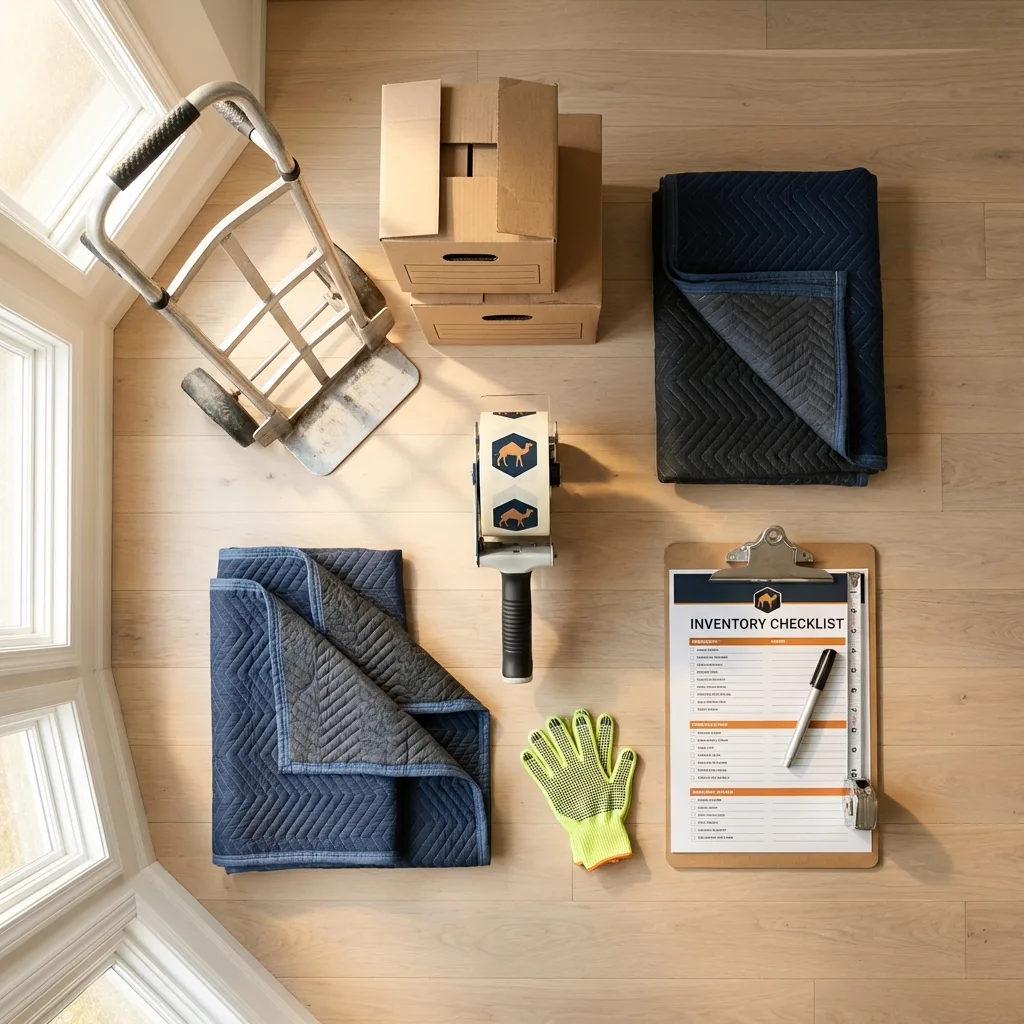 Professional moving supplies and packing materials layout for Franklin Park residential relocations